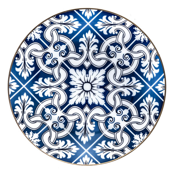 Porcelain Athena white ornate tiled charger
