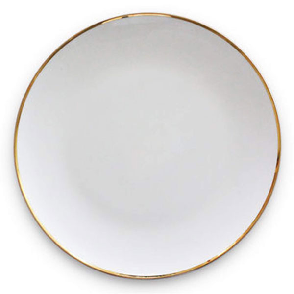 Bella opaque white with gold rim charger