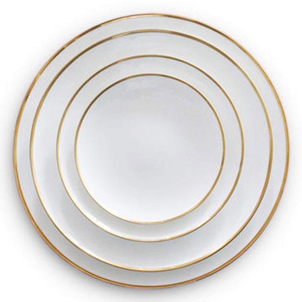 Bella opaque white with gold rim China Set