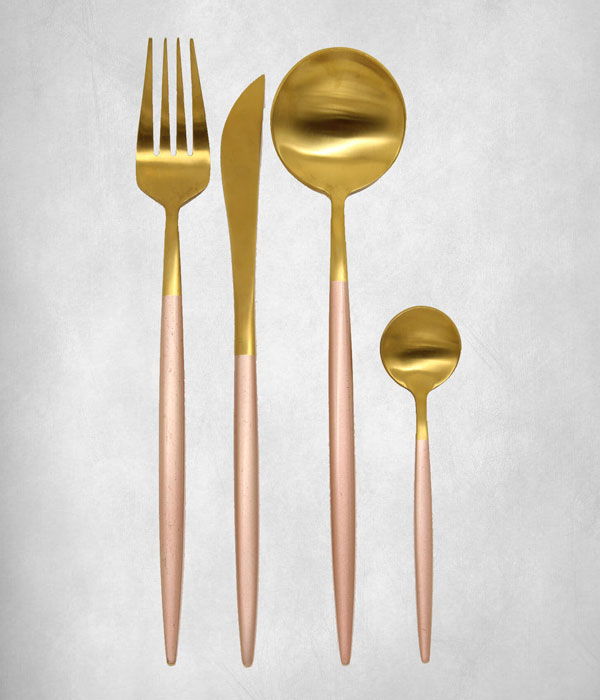 Goa Rose Gold and Gold Flatware