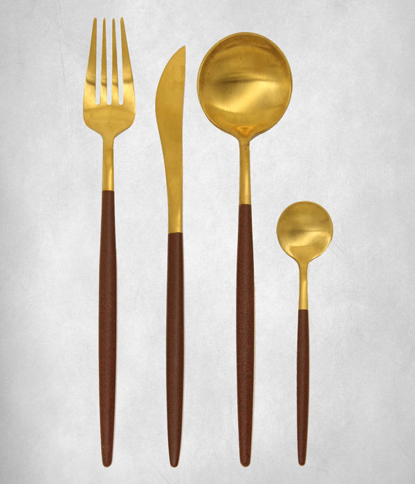 Goa Brown and Gold Flatware