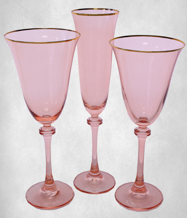 Giselle Rose with gold rim Glassware