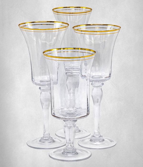 Marie Gold clear with striped gold rim Glassware