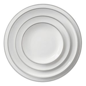 Rent The Aspen Silver China Collection From Different Look, Aspen Silver Salad Plate, Aspen Silver Dinner Plate