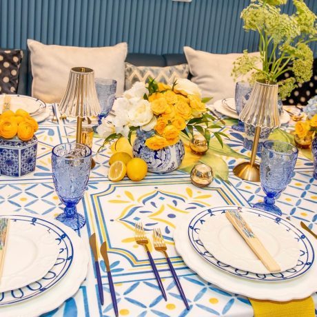 Tabletop Rental Leah Glassware with Athena China Collection