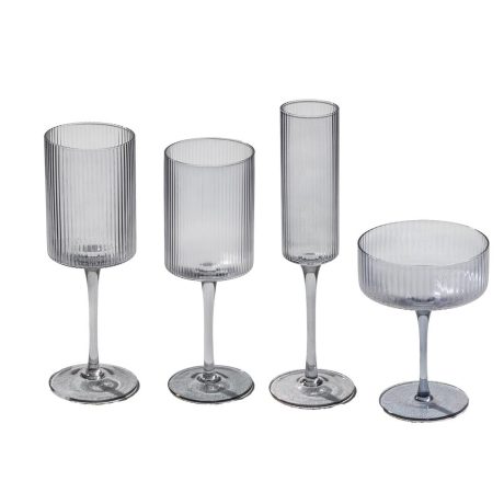 Tribeca Grey Wine Glass, Tribeca Grey Water/Wine Glass, Tribeca Grey Coupe Glass, Tribeca Grey Champagne Glass, Tribeca Grey Glassware Collection
