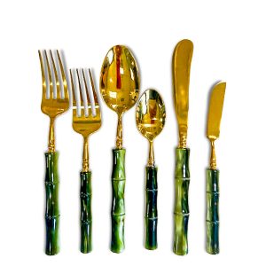 Bamboo Olive Flatware Collection, Bamboo Olive Teaspoon, Bamboo Olive Salad Fork, Bamboo Olive Knife, Bamboo Olive Dinner Fork, Bamboo Olive Butter Knife