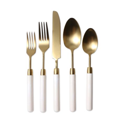 Fresca Crema Flatware Collection Tabletop Rental, Fresca Crema Soup Spoon, Fresca Crema Large Spoon, Fresca Crema Salad Fork, Fresca Crema Fork, Fresca Crema Knife