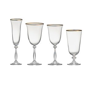 Grace Gold Glassware Collection, Grace Gold Champagne Glass, Grace Gold Red Wine Glass, Grace Gold Water Glass, Grace Gold White Wine Glass